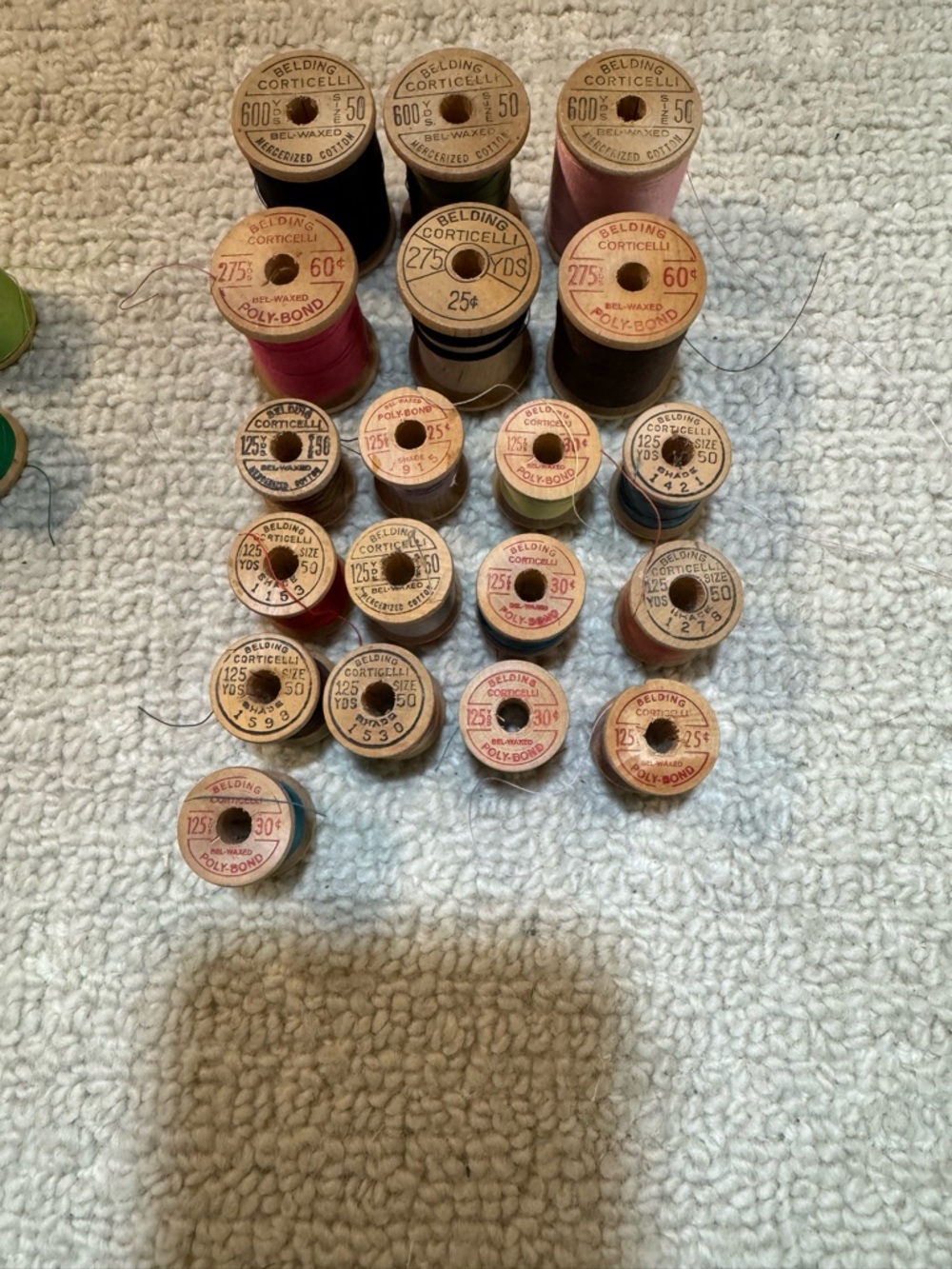Vintage Wood Spool Thread Lot: 53 Pieces for craft, cottagecore, maximalism, - Picture 2 of 13
